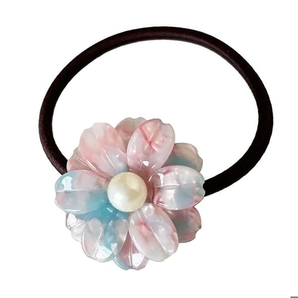 Elastisk Casual Hårband med Delikat Kristallblomma i Rosa och Blå Rose