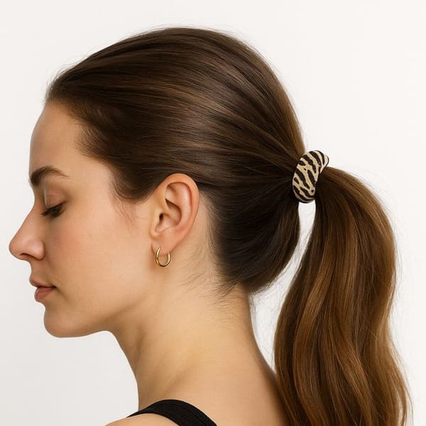 Pack med 5 Hårsnoddar med Djurtryck Raffinerad Brun Beige