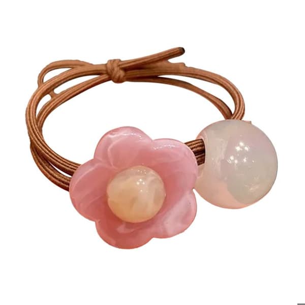 Scented Casual Hårsnodd med pärlemorblomma och delikat rosa akrylperla