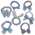 Miniatyrbild 1 av 2: Set med 7 Prinsess Scrunchies för Hår i Mjuk Tyg med Volang Knut Blå Blå