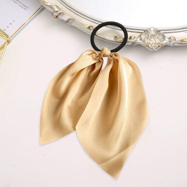 Satinband i enhetlig ljusblå beige för hår elastisk scarf