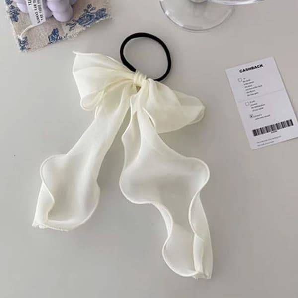 Elegant transparent lång knut hårsnodd vit