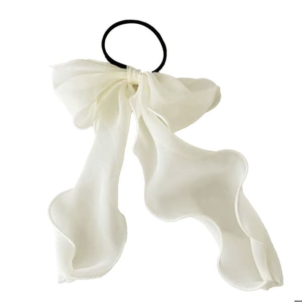 Elegant transparent lång knut hårsnodd vit