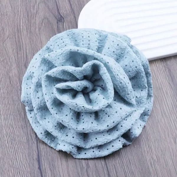 Chouchou i Rosa 3D för Hår i Genombrutet Broderat Vintage Blå Blå
