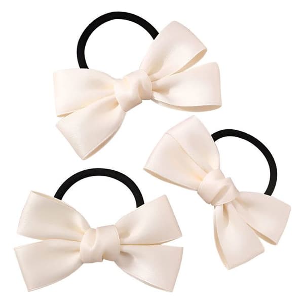 Set med 3 Casual Hårsnoddar med Delikat Satsingeband Beige