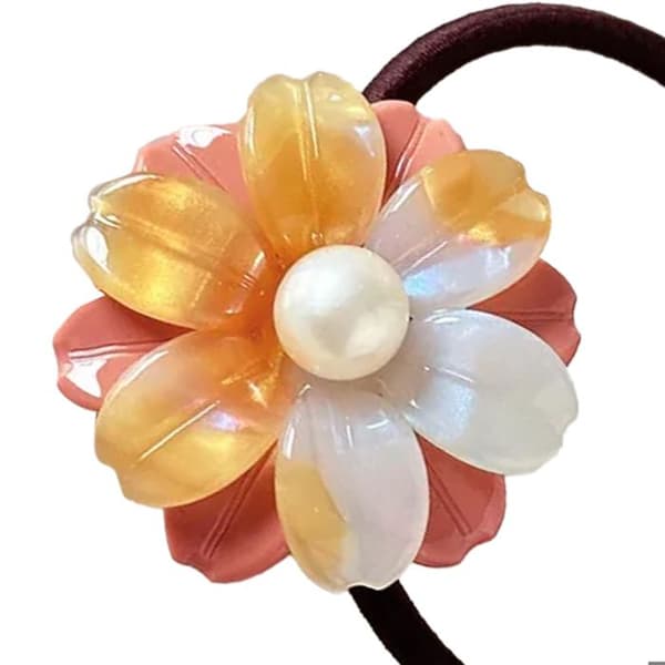 Elastisk Casuallagt Hårband med Delikat Rosavit och Vit Kristallblomma
