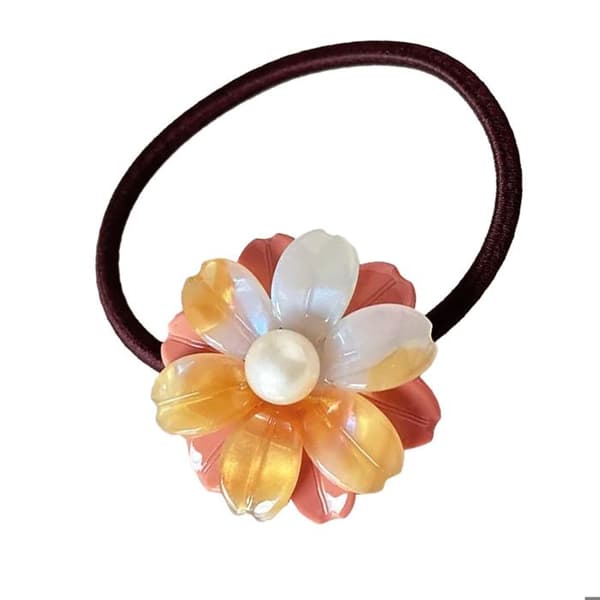 Elastisk Casuallagt Hårband med Delikat Rosavit och Vit Kristallblomma