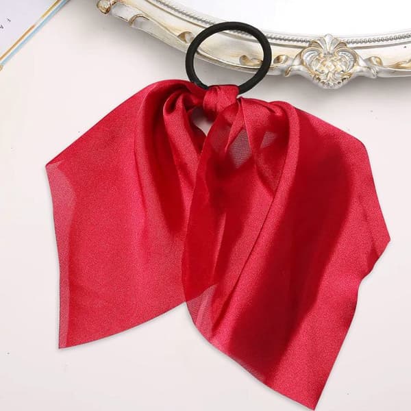 Elastisk Hårband med Slät Satinband Röd