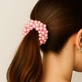 Miniatyrbild 2 av 3: Hårsnodd med Glittrande Perlor Glamour Rosa Rosa