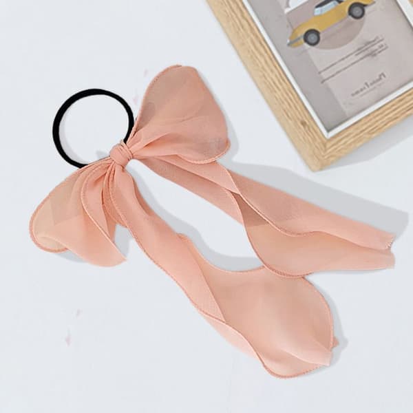 Elastisk Casual Hårband med Lång Transparent Knut Sophistikerad Rosa Rose