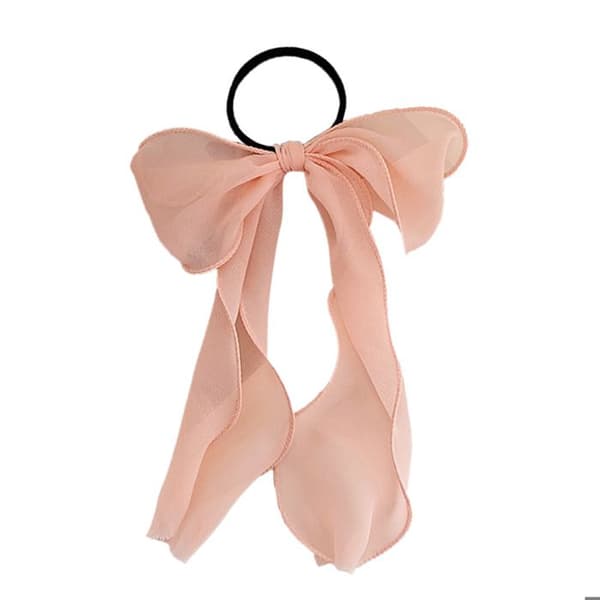 Elastisk Casual Hårband med Lång Transparent Knut Sophistikerad Rosa Rose