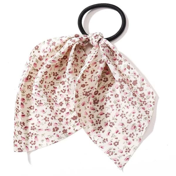 Elastisk Hårband med Blommig Romantisk Gul-Rosa Tyllsats