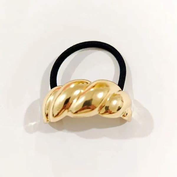 Elastisk Casual Hårsnodd med Slinky Baroque Skulpterad Guld Svart / Guld