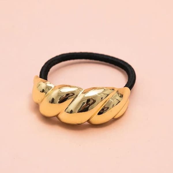 Elastisk Casual Hårsnodd med Slinky Baroque Skulpterad Guld Svart / Guld