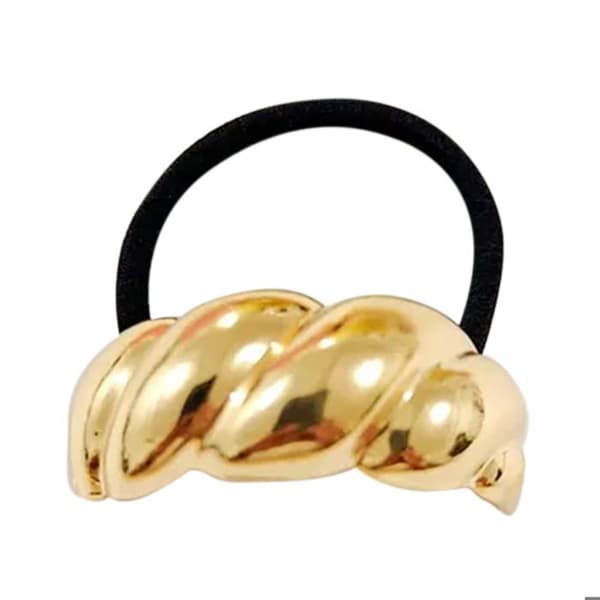 Elastisk Casual Hårsnodd med Slinky Baroque Skulpterad Guld Svart / Guld