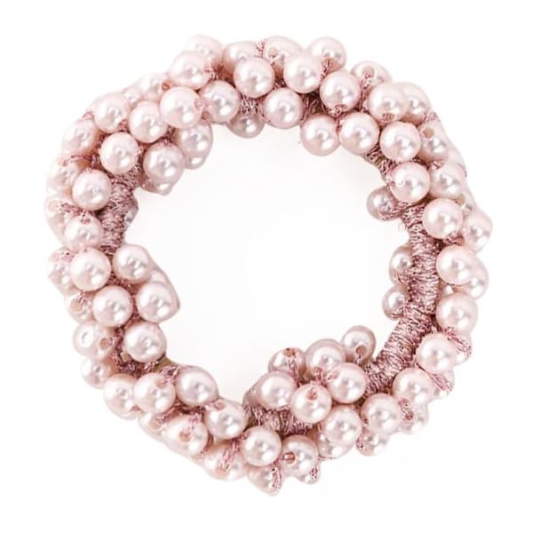 Hårsnodd med Glittrande Perlor Glamour Puderrosa Champagne Rosa