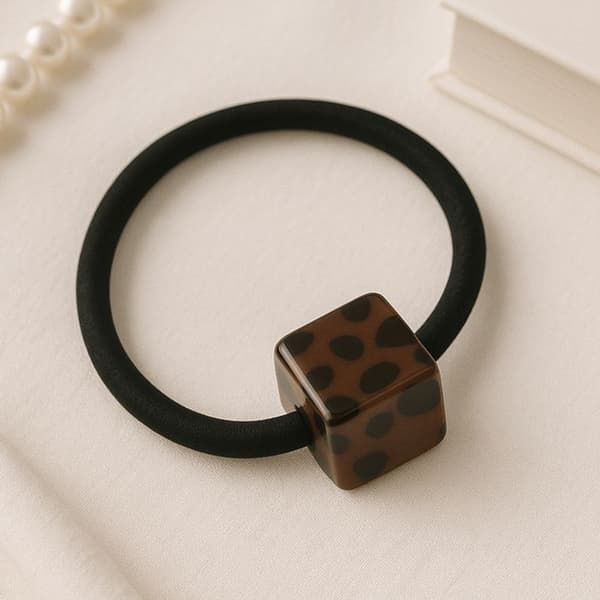 Elastiskt Hårband med Kubpärla Minimalistisk Leopard Ljusbrun Ljusbrun