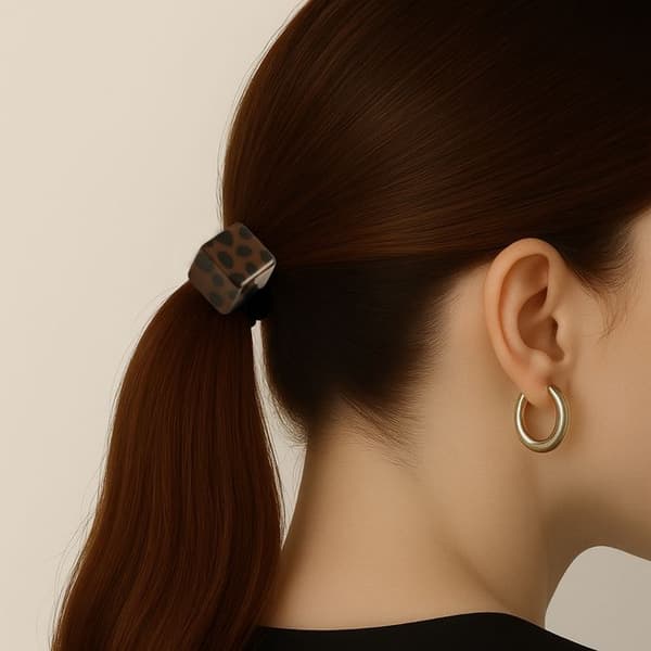 Elastiskt Hårband med Kubpärla Minimalistisk Leopard Ljusbrun Ljusbrun