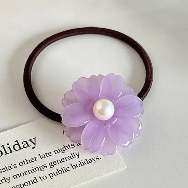 Elastiskt Casual Hårband med Kristallblomma Delikat Lila Lila