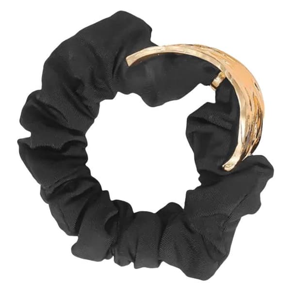 Chouchou Klassisk för Hår i Satin med Gyllene Manschett Chic Svart Svart
