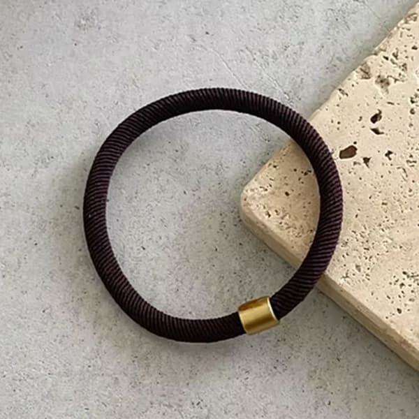 Torsadad Hårsnodd med Minimalistisk Guldänd Brown Dark Brown Dark