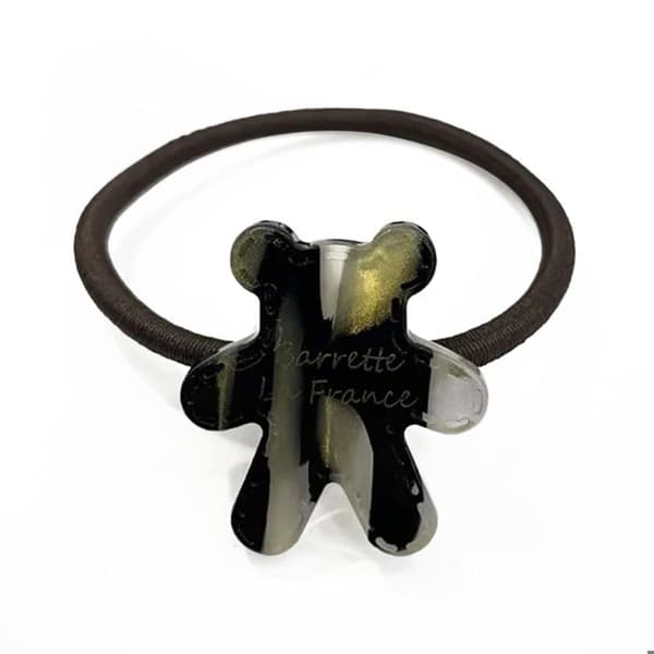 Söt Teddy Bear Hårsmycke i Svart och Guld med Elastisk Casual Manchet