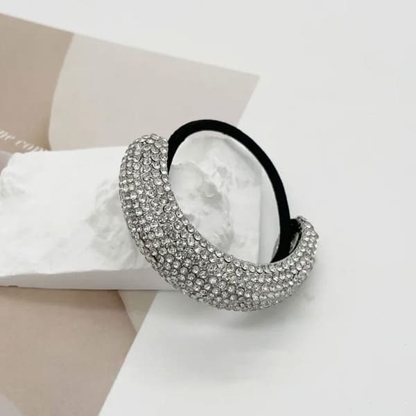 Elastisk Trend för Hår med Geometriska Strass i Raffinerad Silvergrå