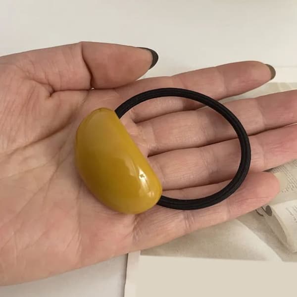 Elastisk Casual för Hår med Perla Träeffekt Gul Gul