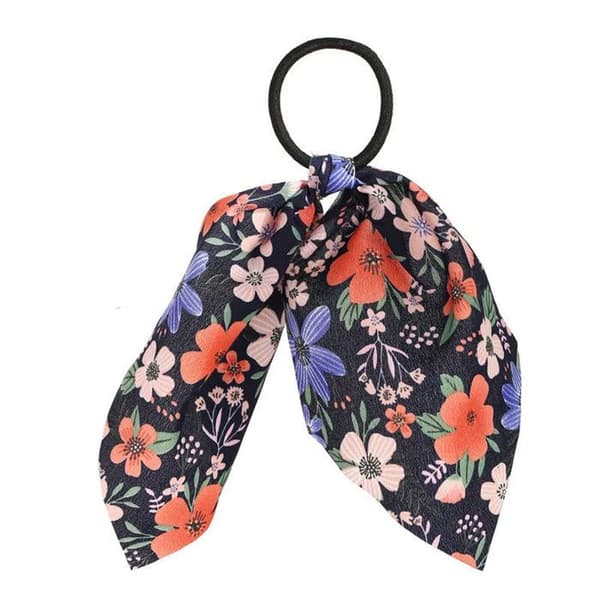 Elastisk Hårband med Blommönstrad Voile Band Romantisk Svart