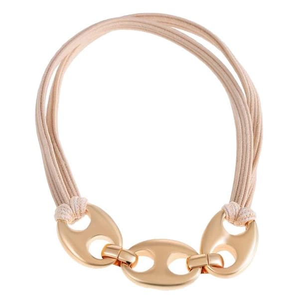 Kaffeböna Guld Beige Kedja Elastisk Hårband Casual
