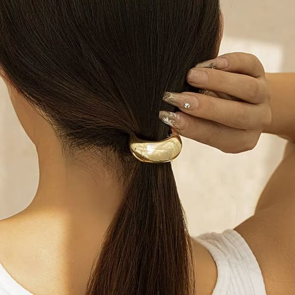 Elegant Svart/Guld Elastisk Hårband Med Båge