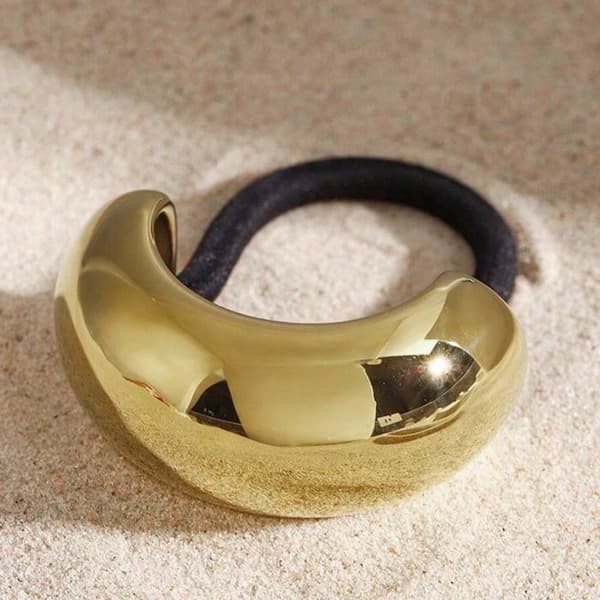 Elegant Svart/Guld Elastisk Hårband Med Båge