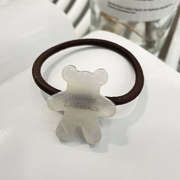Gummiband för hår med teddybjörnshylsa, fantastisk vit, ireläkt.
