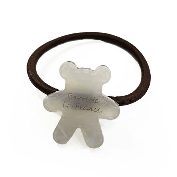 Gummiband för hår med teddybjörnshylsa, fantastisk vit, ireläkt.
