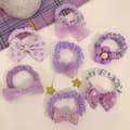 Miniatyrbild 2 av 2: Set med 7 Prinsess Hair Scrunchies i Mjukt Tyg med Lila Puff-Nävar