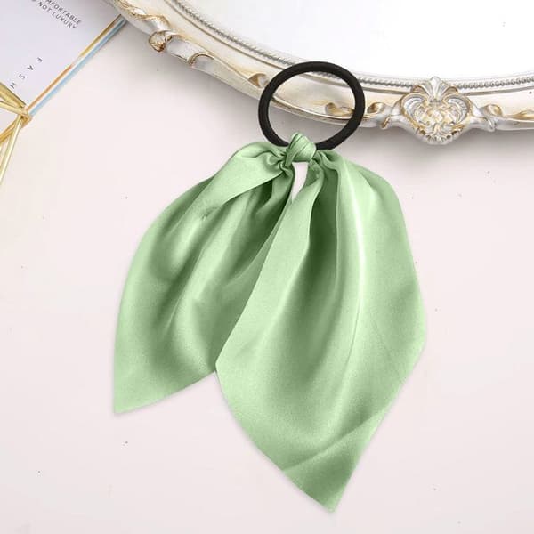 Elastisk Hårband i Enfärgad Sautgrön Satin