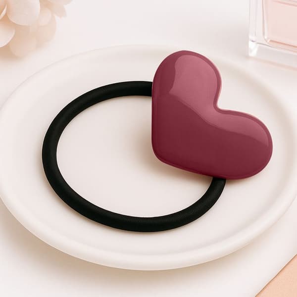 Elastisk casual hårband med polerad manschett i graciös rosenopal hjärta