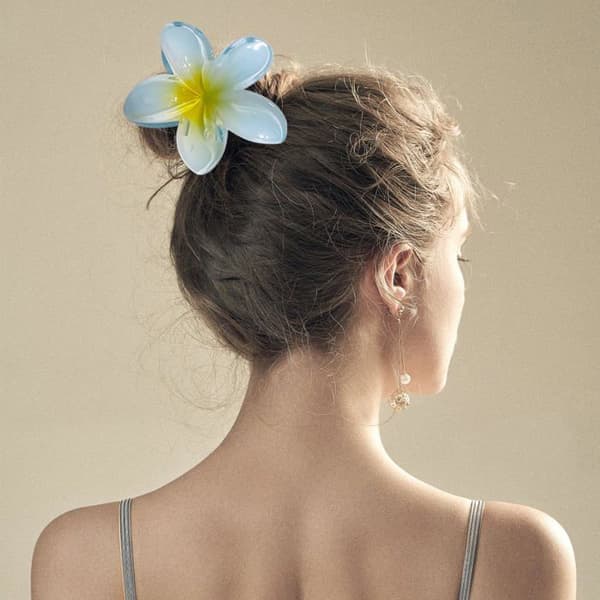8 Delar Hårklipp Blomma, Plumeria Klipp, Stora Antiglidsklor, Hår Blommor Konstgjord - sh