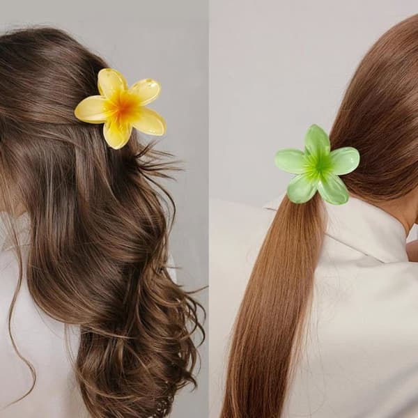 8 Stycken Hårklämmor Blomma, Plumeria Klipp, Stora Antislipp Klämmor, Fake Blommor till Hår