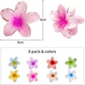 Miniatyrbild 2 av 6: 8 Stycken Hårklämmor Blomma, Plumeria Klipp, Stora Antislipp Klämmor, Fake Blommor till Hår