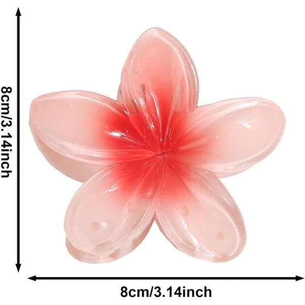 2st, Stor hawaiiansk hårklämma på 8 cm - Hawaiiansk plumeria - Antiglidande blomformat hårklämmor