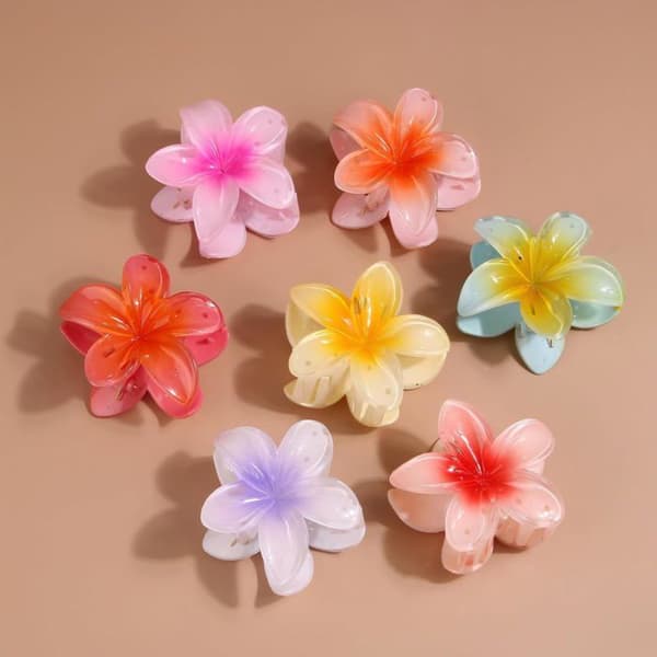 12 Blommös Pincett, Små Blommiga Gripklämmor, Blommiga Hårspännen med Stark Grepp för Kvinna (4 CM)