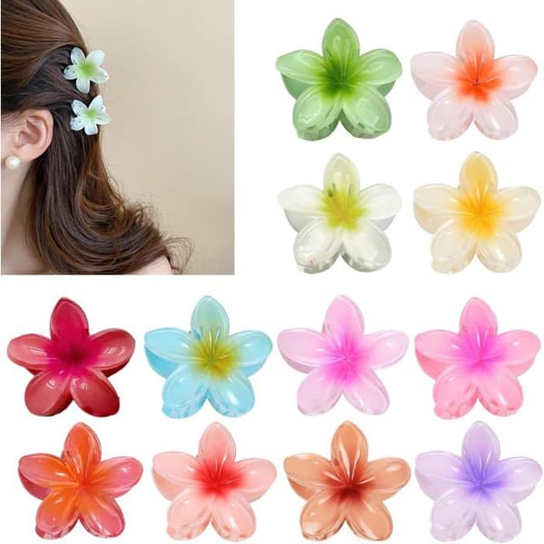 12 Blommös Pincett, Små Blommiga Gripklämmor, Blommiga Hårspännen med Stark Grepp för Kvinna (4 CM)