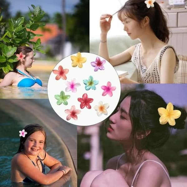 Hårklämmor Blomma, 10 Stycken, Hårklämmor Blomma Hawaii, Söta Små Hårklämmor, Slumptaxering