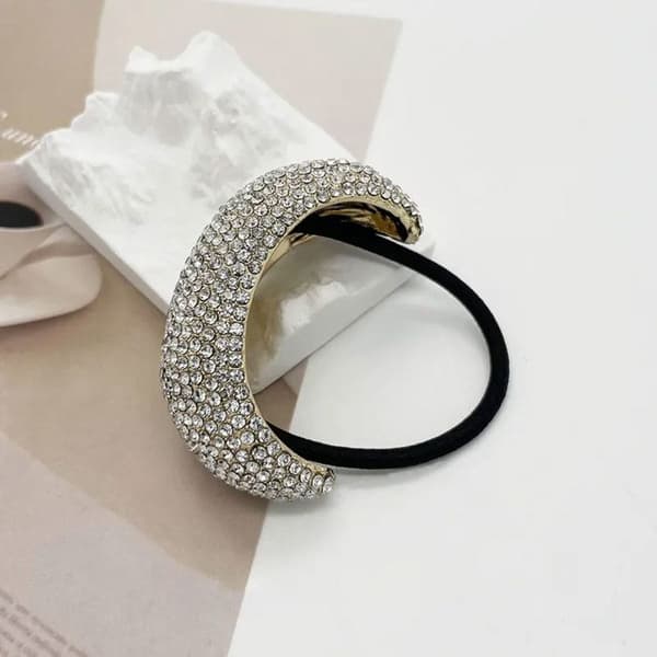 Trendig Elastisk Hårband med Raffinerade Strass i Guld