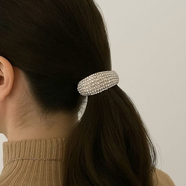 Trendig Elastisk Hårband med Raffinerade Strass i Guld