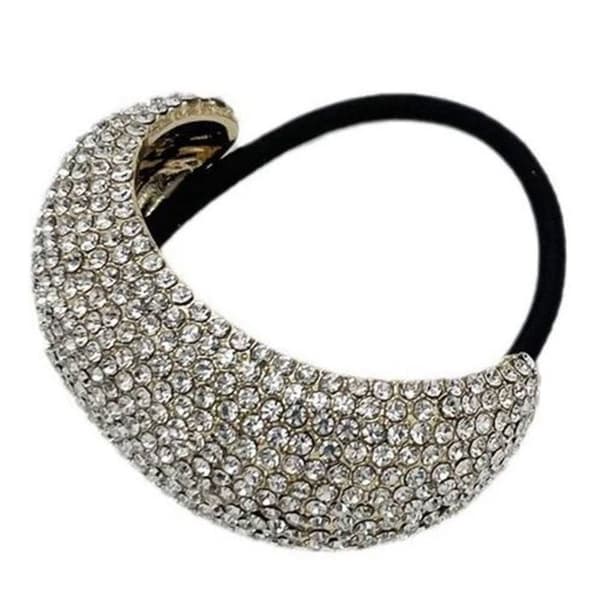 Trendig Elastisk Hårband med Raffinerade Strass i Guld