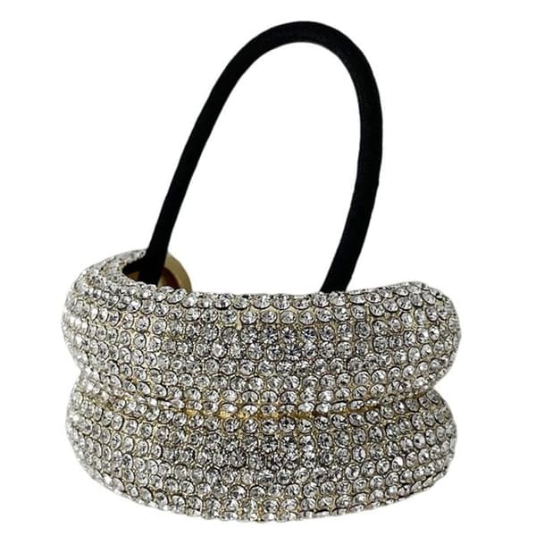 Trendande elastisk hårband med geometriska strass i raffinerad guld.