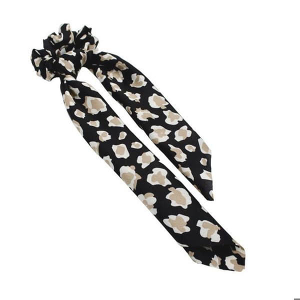 Chouchou Foulard Lång för Hår i Tjockt Blommigt Liberty Casual Svart