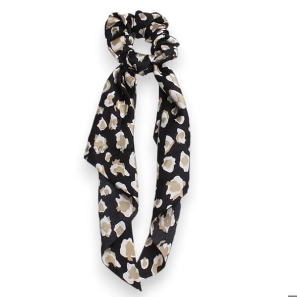 Chouchou Foulard Lång för Hår i Tjockt Blommigt Liberty Casual Svart